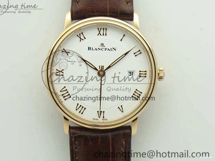 0824 Villeret 6651 RG ZF 1:1 Best Edition White Dial On Brown Leather Strap A ComfortFit 8097